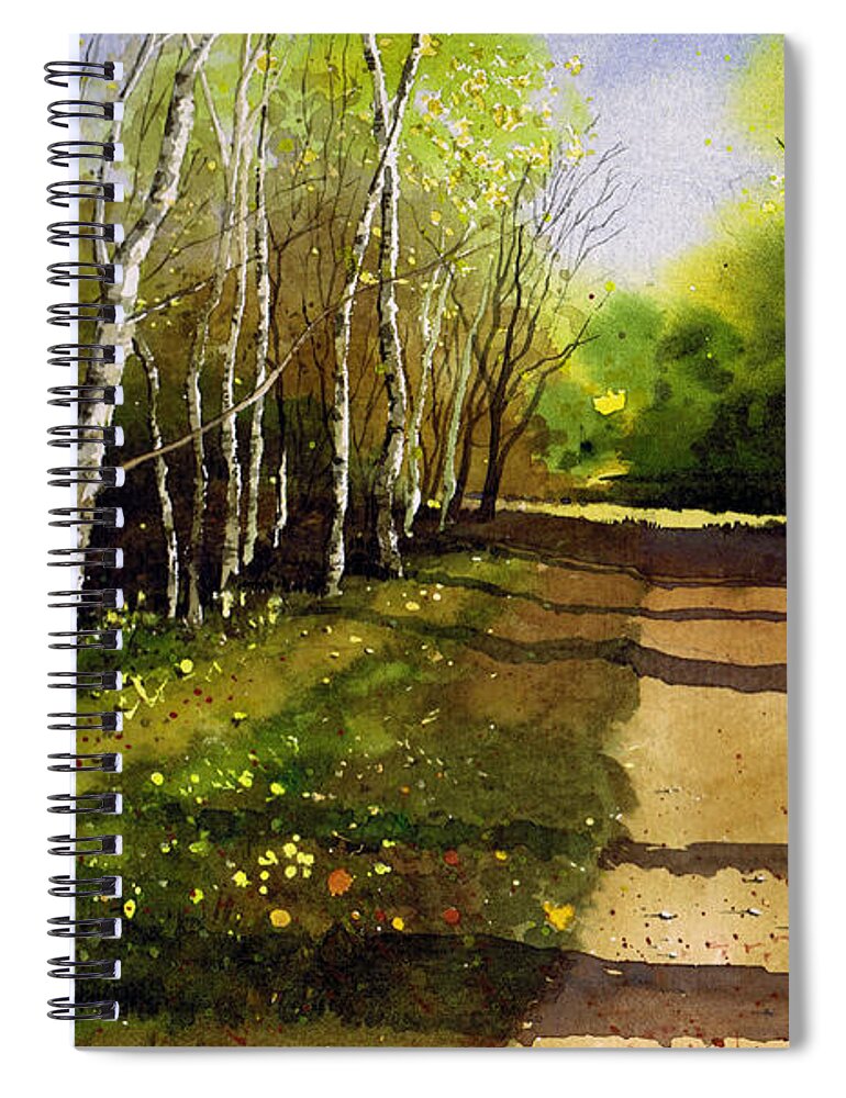 Woodland Spiral Notebook featuring the painting Path through Silver Birches by Paul Dene Marlor