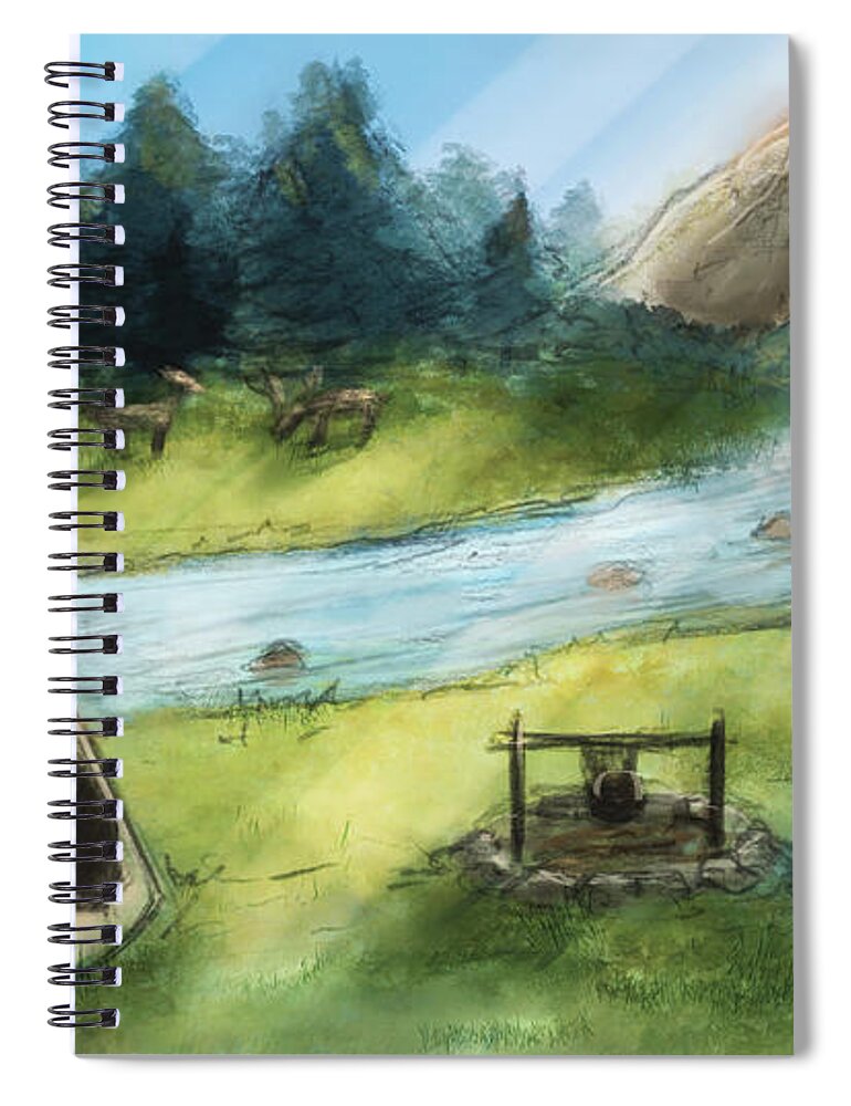 Camp Spiral Notebook featuring the painting Pathways - Campsite by Brandy Woods