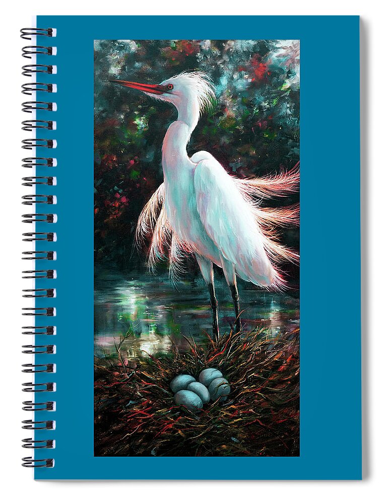 Birds Spiral Notebook featuring the painting Patiently Waiting by Lynne Pittard