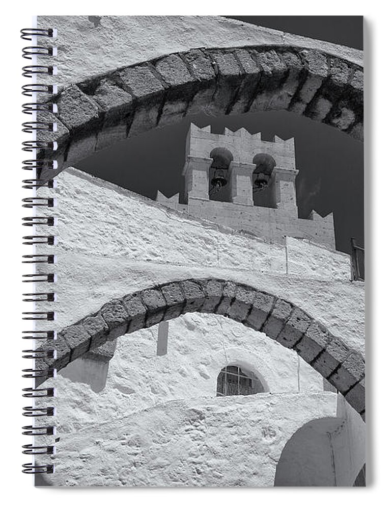 Aegean Sea Spiral Notebook featuring the photograph Patmos Monastery Arches by Inge Johnsson