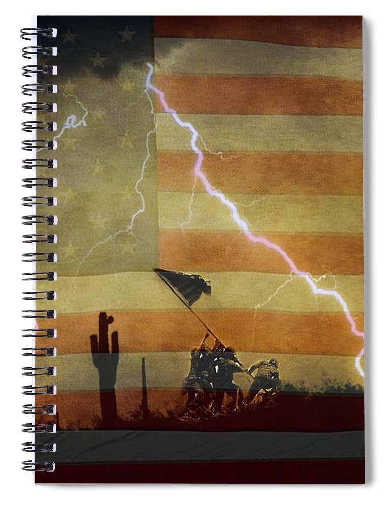 Lightning Spiral Notebook featuring the photograph Patriotic Operation Desert Storm by James BO Insogna