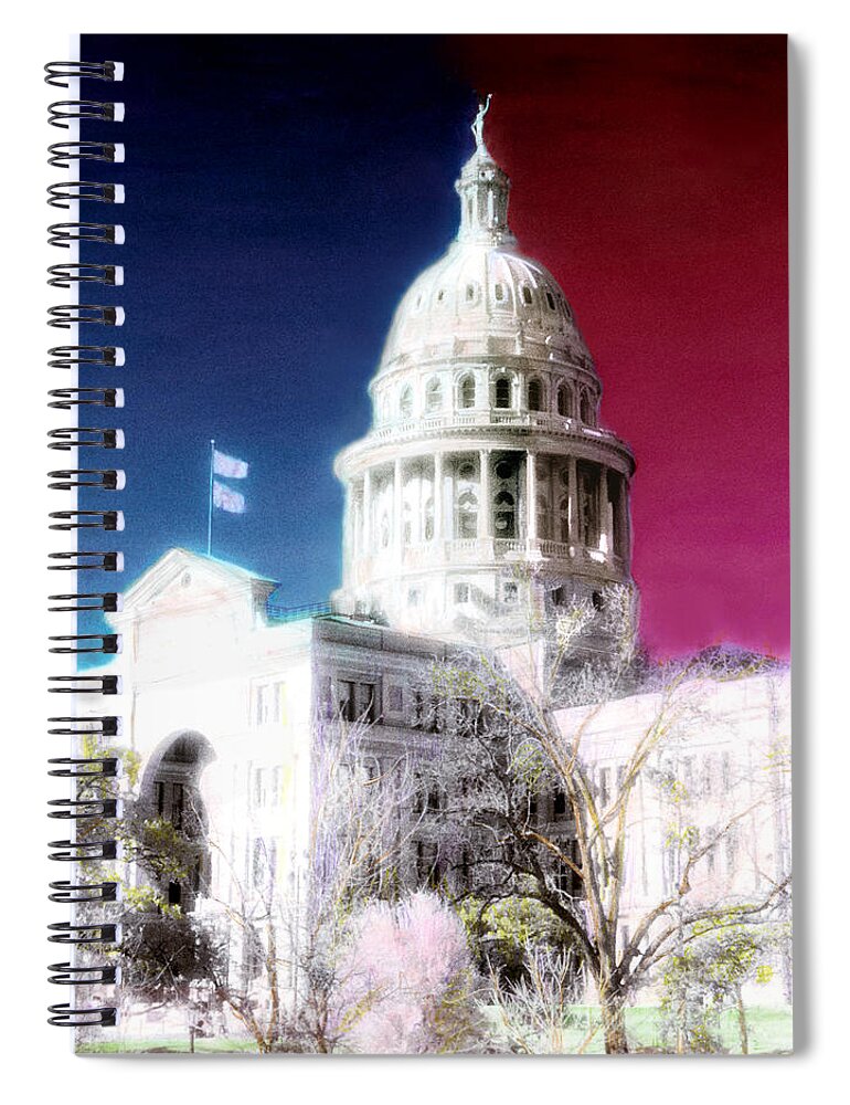 Americana Spiral Notebook featuring the photograph Patriotic Texas Capitol by Marilyn Hunt