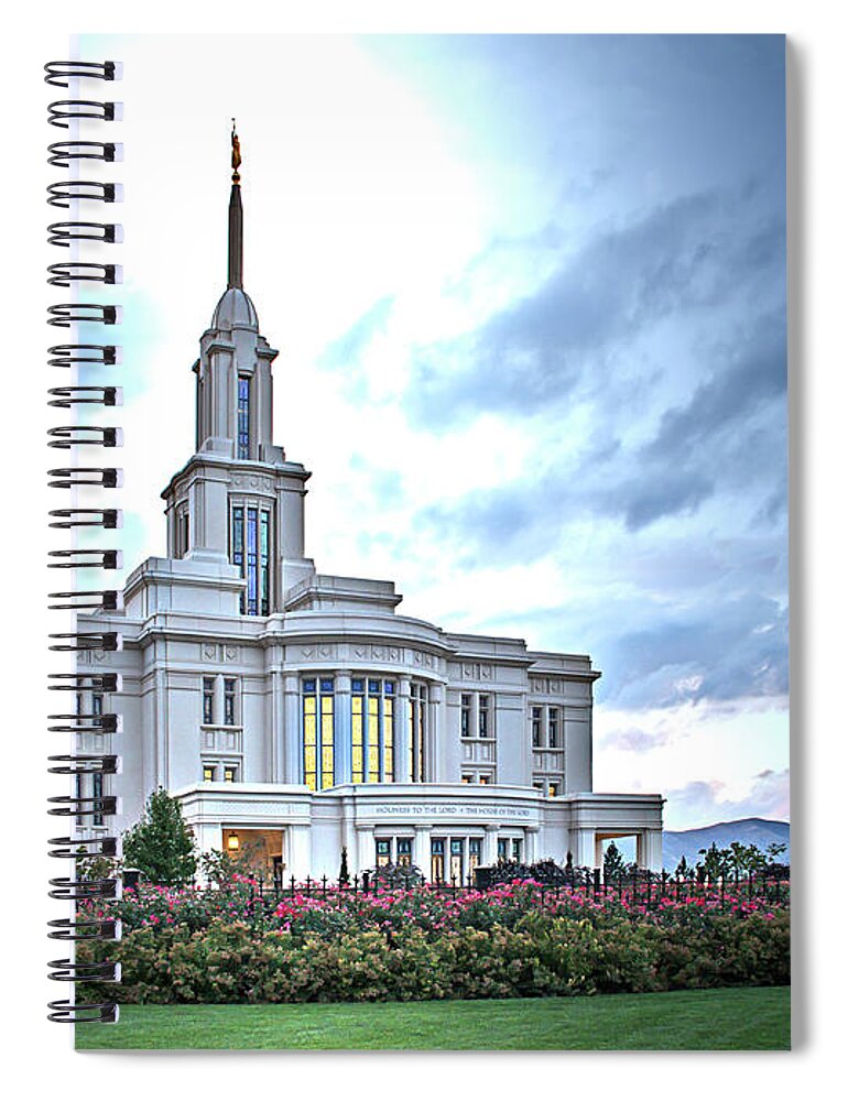 Payson Spiral Notebook featuring the digital art Payson Temple by K Bradley Washburn