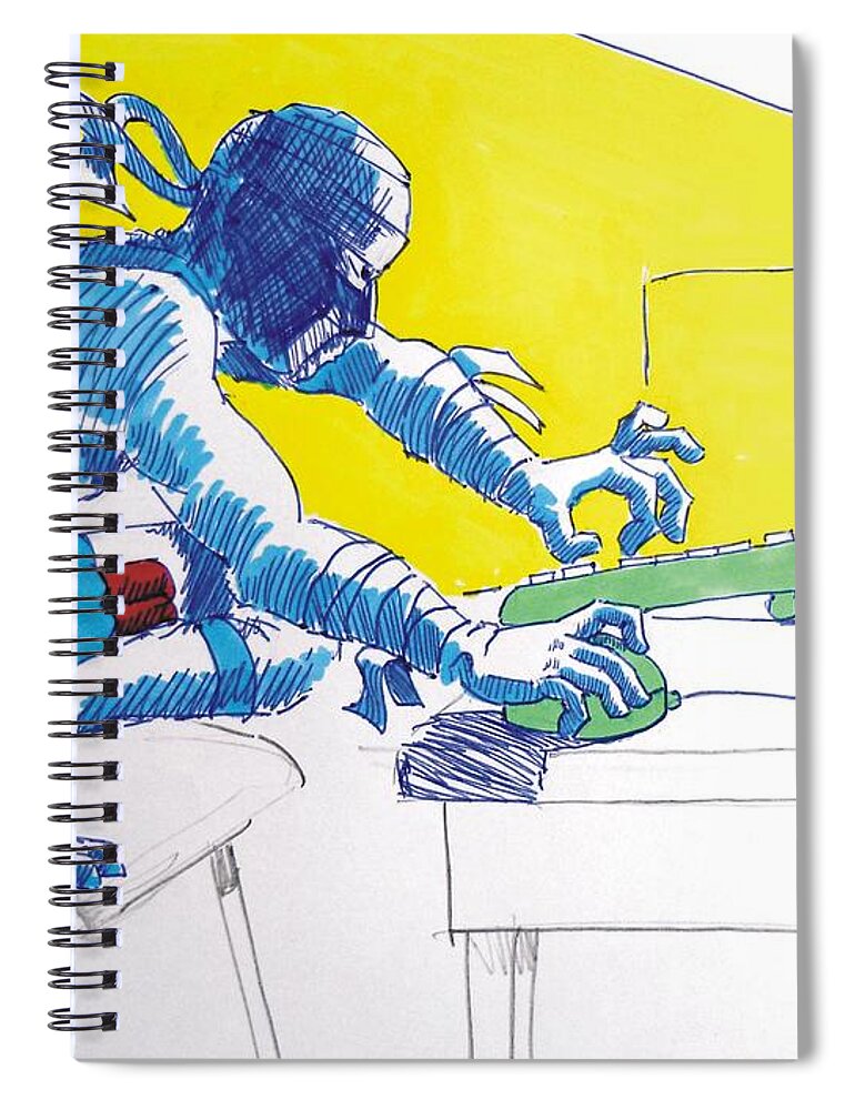 Ninja Spiral Notebook featuring the drawing PC Ninja by Mike Jory