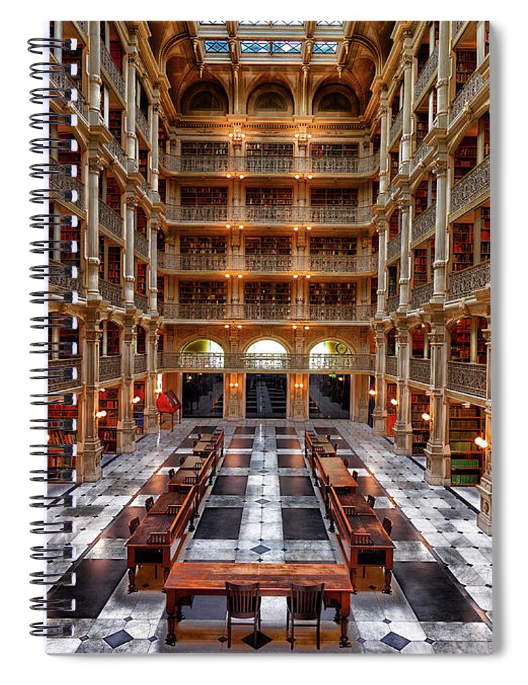 George Peabody Spiral Notebook featuring the photograph Peabody Library - Johns Hopkins University by Mountain Dreams