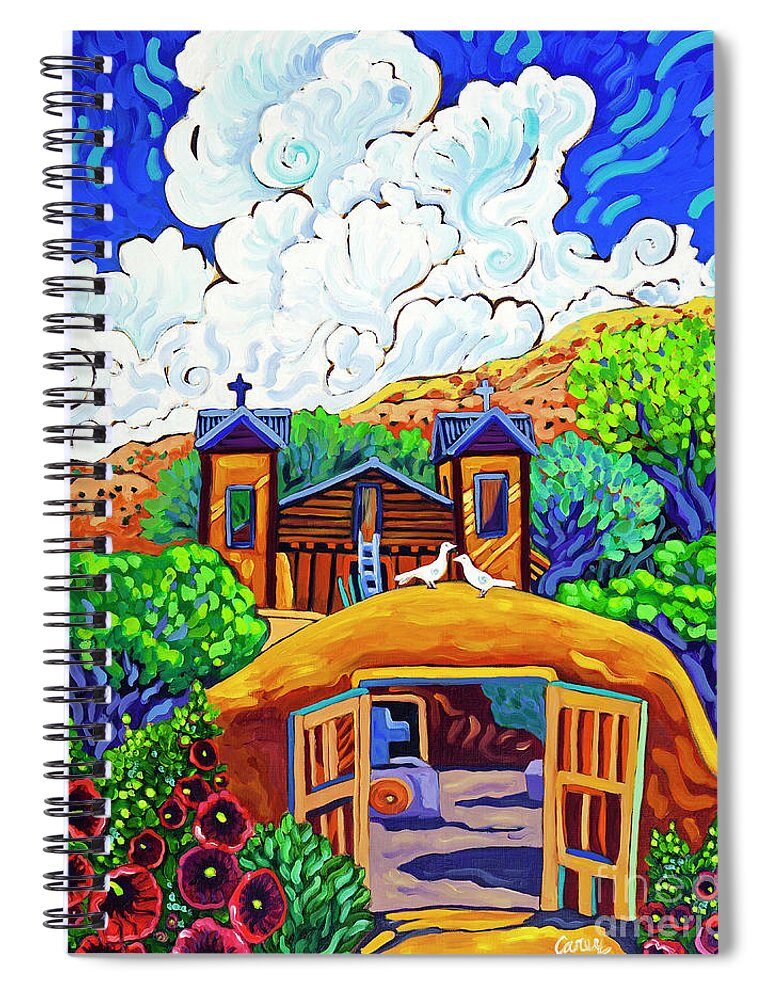 Santa Fe Spiral Notebook featuring the painting Peace and Happiness by Cathy Carey