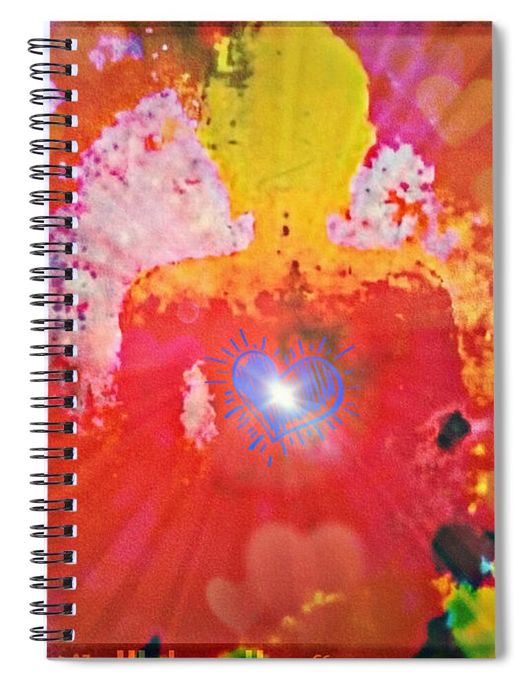 Peace Spiral Notebook featuring the mixed media Peace and Love meditation by Christine Paris