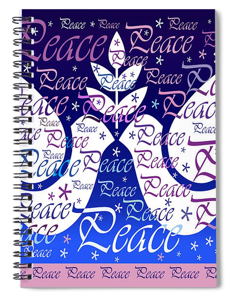 Cards Spiral Notebook featuring the digital art Peace Holiday Card by Nancy Griswold