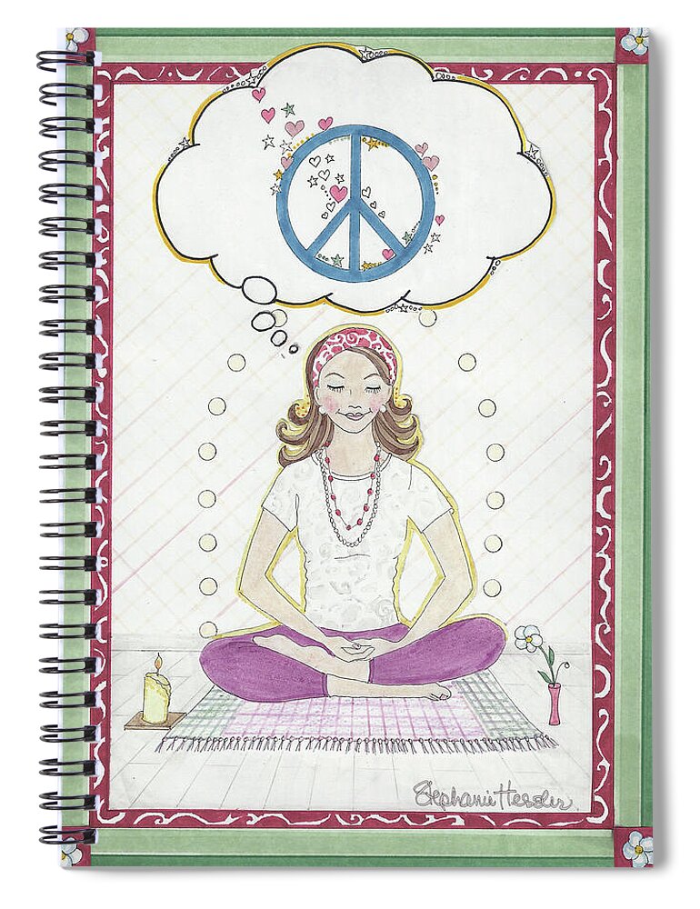 Peace Spiral Notebook featuring the mixed media Peace Meditation by Stephanie Hessler