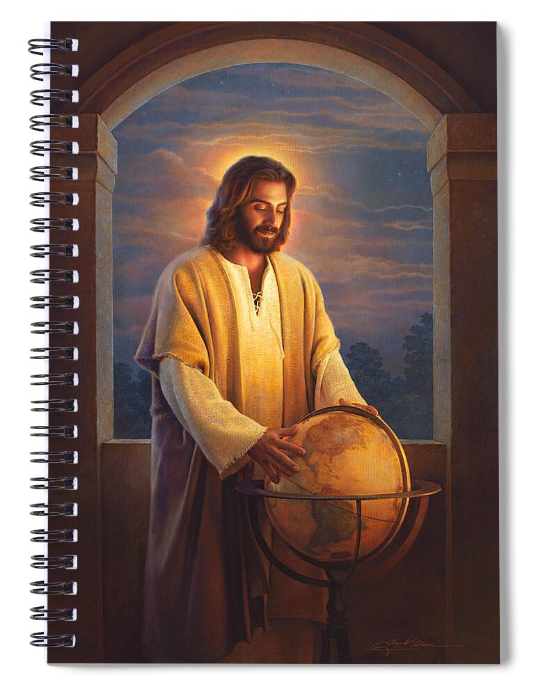 Jesus Spiral Notebook featuring the painting Peace on Earth by Greg Olsen