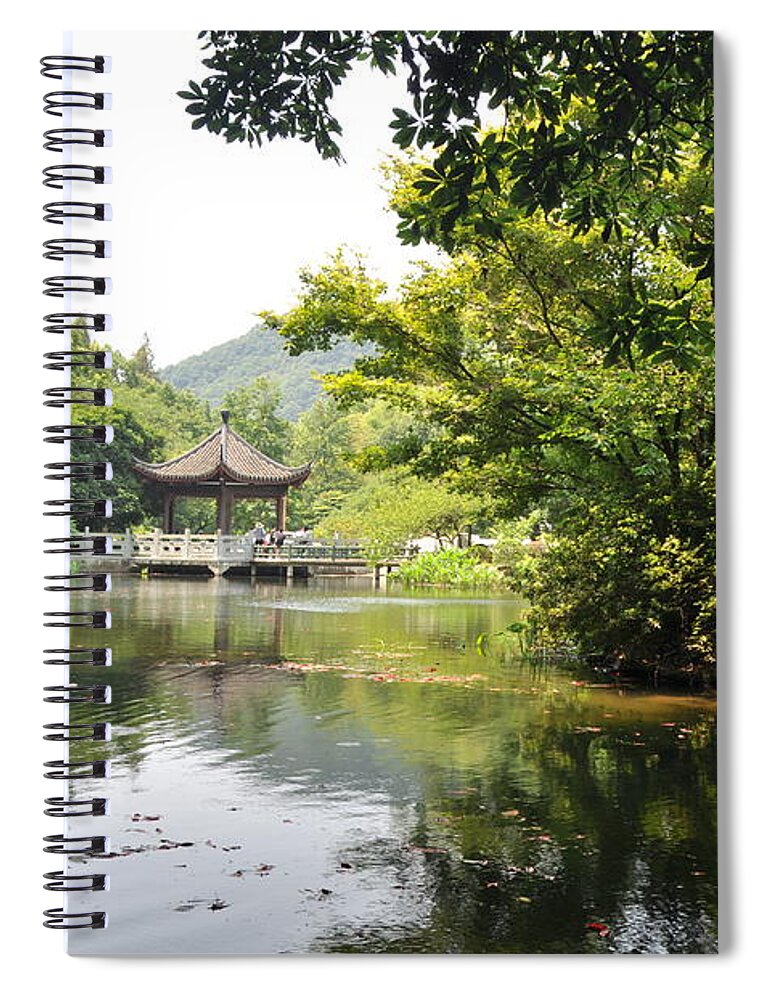 Lake Spiral Notebook featuring the photograph Peaceful Lake of Li'an Temple by Jason Chu