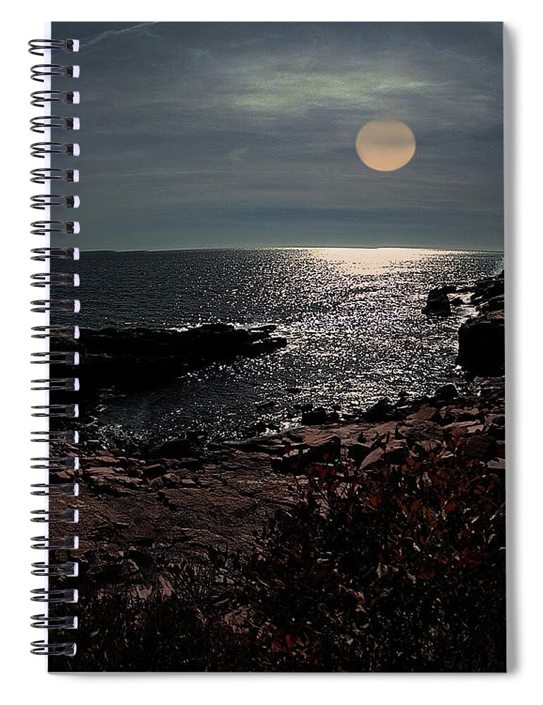 Moonlight On The Ocean Spiral Notebook featuring the photograph Peaceful by Michael Ciskowski