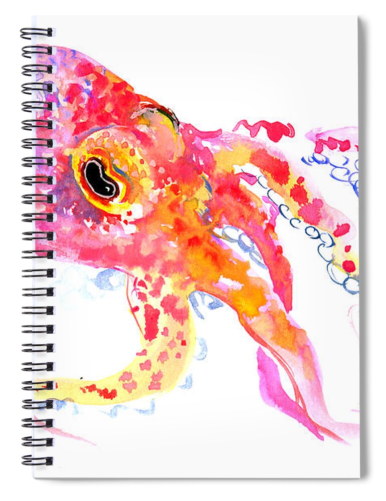 Peach Color Spiral Notebook featuring the painting Peach Color Octopus by Suren Nersisyan