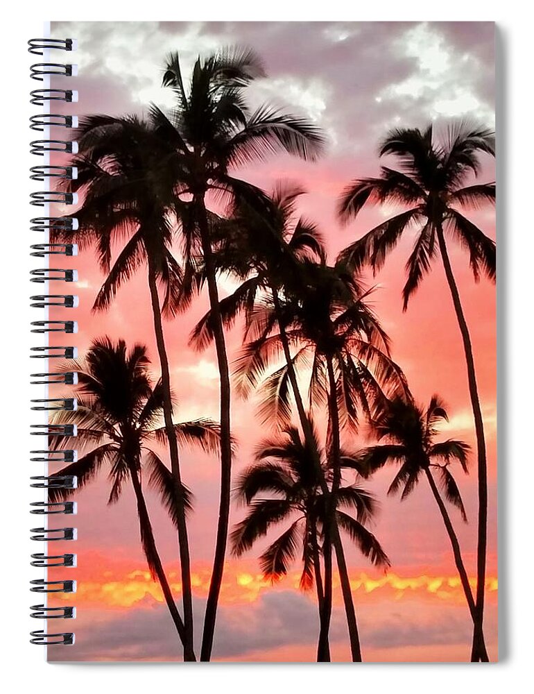 Palm Tree Spiral Notebook featuring the photograph Peachy Palms by Jeff Cook