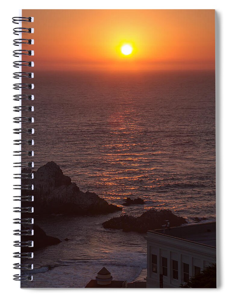 Peachy San Francisco Sunset Spiral Notebook featuring the photograph Peachy San Francisco Sunset by Bonnie Follett