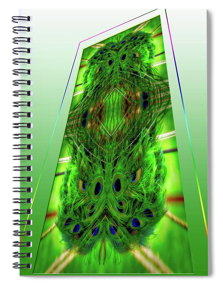 Peacock Spiral Notebook featuring the photograph Peacock Feathers Mirrored Vertical by Thomas Woolworth