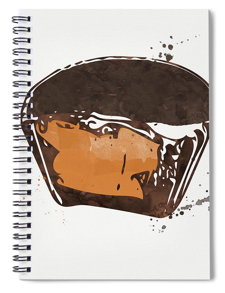 Chocolate Spiral Notebook featuring the painting Peanut Butter Cup by Linda Woods