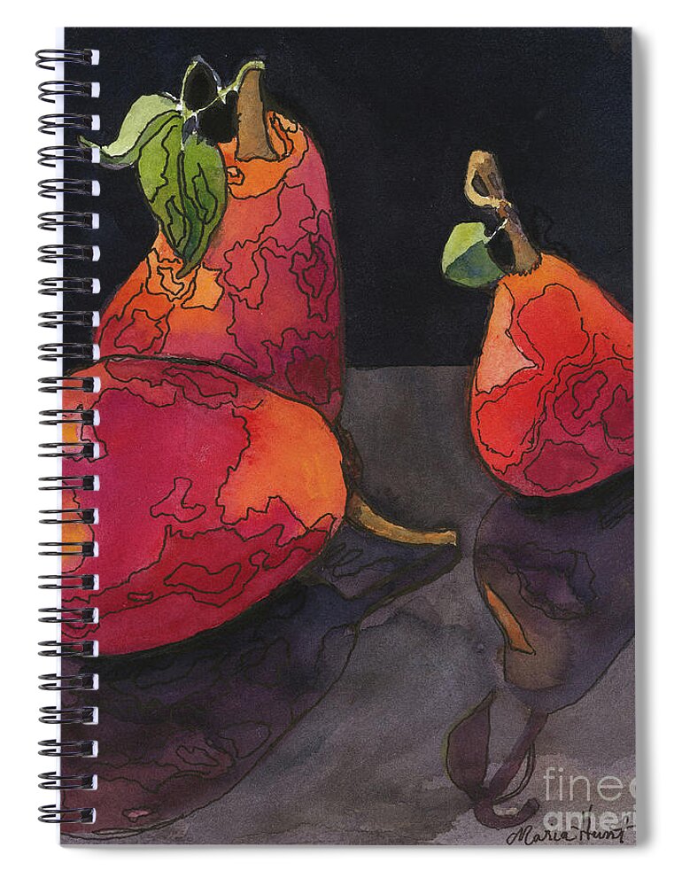 Pears Spiral Notebook featuring the painting Pears in Reflection by Maria Hunt
