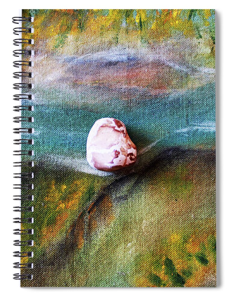 Augusta Stylianou Spiral Notebook featuring the digital art Pebbles at the stream by Augusta Stylianou