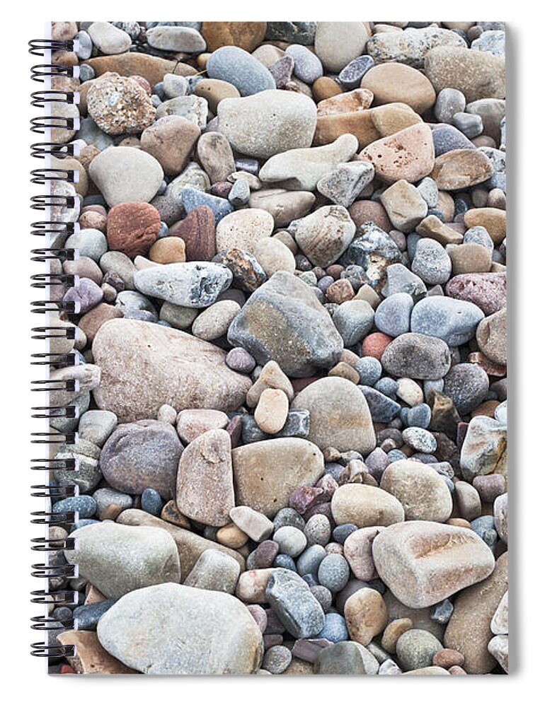 Abstract Spiral Notebook featuring the photograph Pebbles by Tom Gowanlock