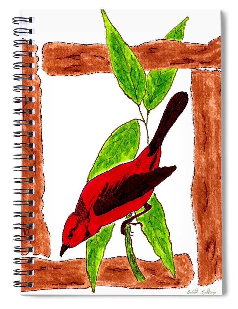 Bird Spiral Notebook featuring the painting Peck A Little by Belinda Landtroop