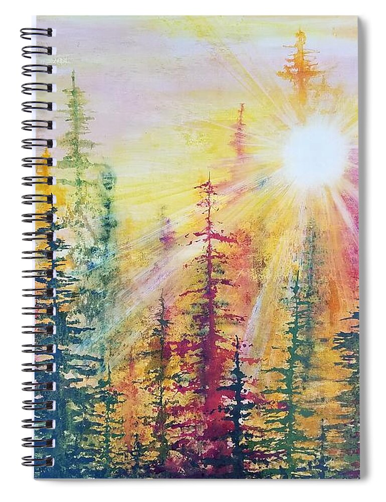 Sunshine Spiral Notebook featuring the painting Peeking into Heaven 2 by Lisa Debaets