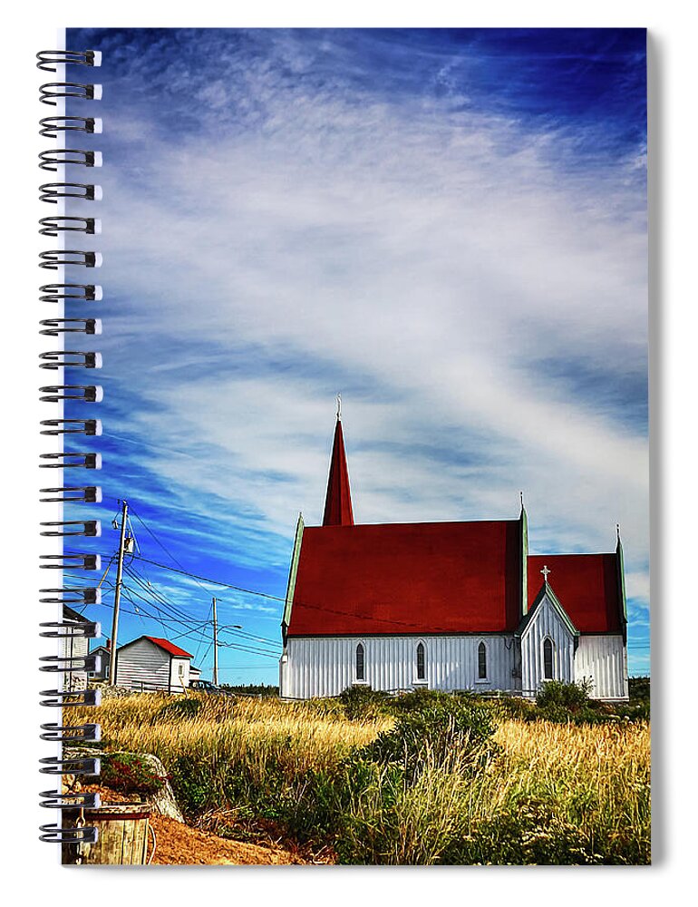 Peggy's Cove Spiral Notebook featuring the photograph Peggy's Cove church by Tatiana Travelways