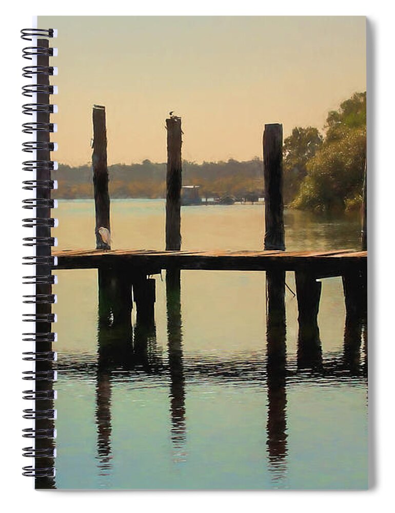 Australian White Pelican Spiral Notebook featuring the photograph Pelican on post by Sheila Smart Fine Art Photography