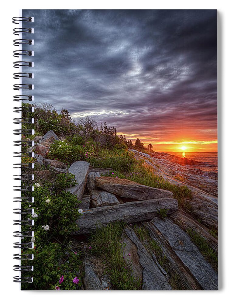 Lighthouse Spiral Notebook featuring the photograph Pemaquid Sunrise by Neil Shapiro