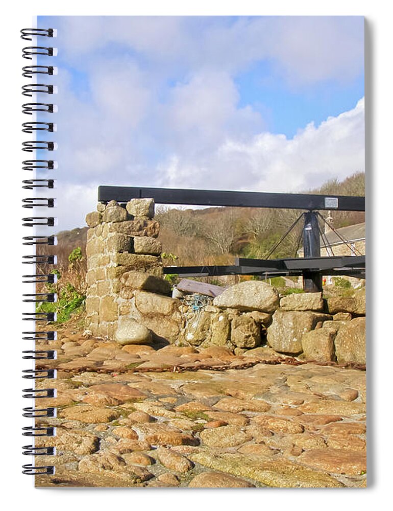 Penberth Spiral Notebook featuring the photograph Penberth Capstan and Boats by Terri Waters