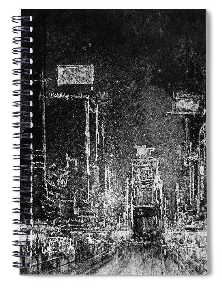 1904 Spiral Notebook featuring the drawing Pennell Broadway Towers, 1904 by Granger