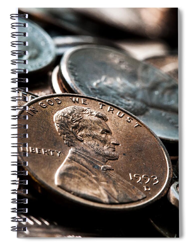 Penny Spiral Notebook featuring the photograph Pennies by Pelo Blanco Photo