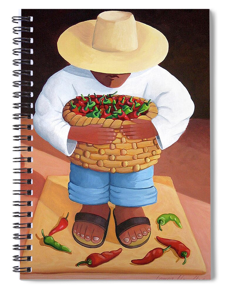 Mexican Spiral Notebook featuring the painting Pepper Boy by Lance Headlee