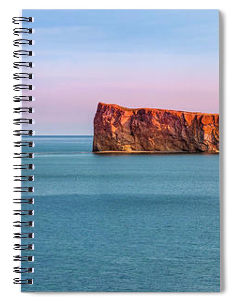 Perce Rock Spiral Notebook featuring the photograph Perce Rock panorama at sunset by Elena Elisseeva