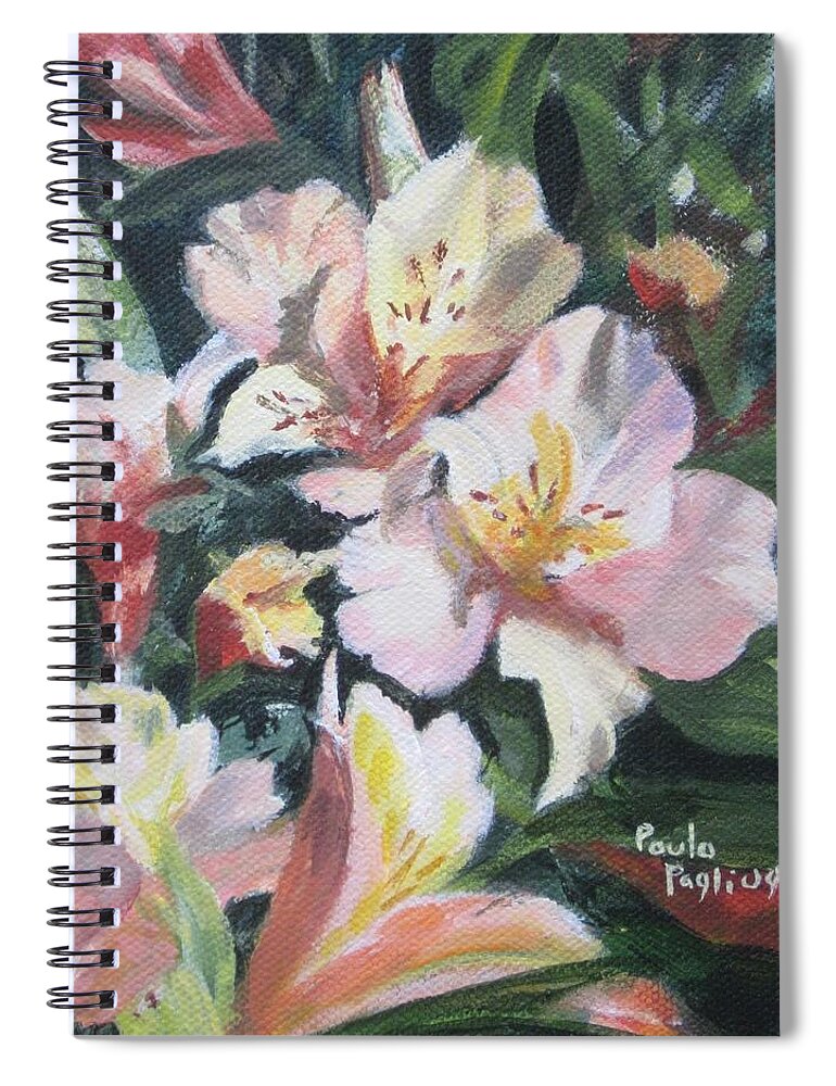 Acrylic Spiral Notebook featuring the painting Peruvian Lily by Paula Pagliughi