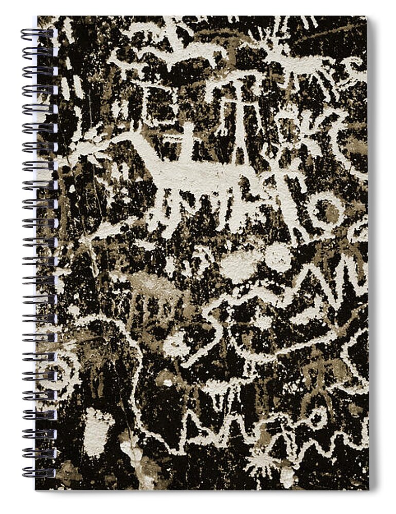 Petroglyph Spiral Notebook featuring the photograph Petroglyph I WT by David Gordon