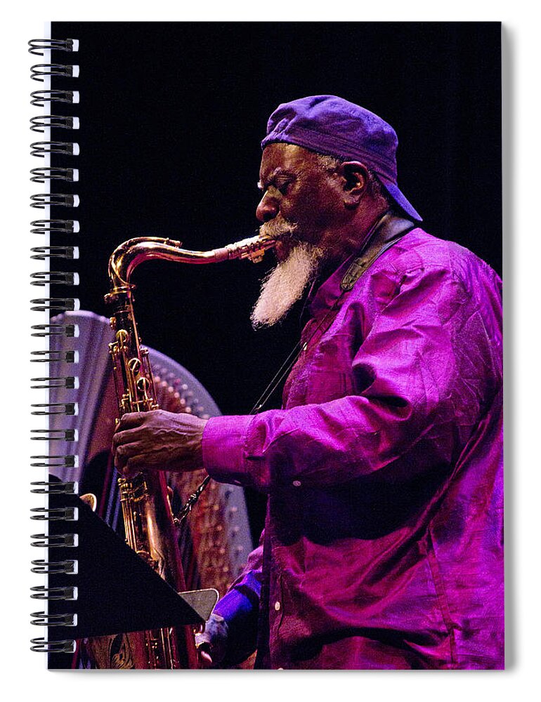 Jazz Spiral Notebook featuring the photograph Pharoah Sanders PDX Jazz Fest 6 by Lee Santa