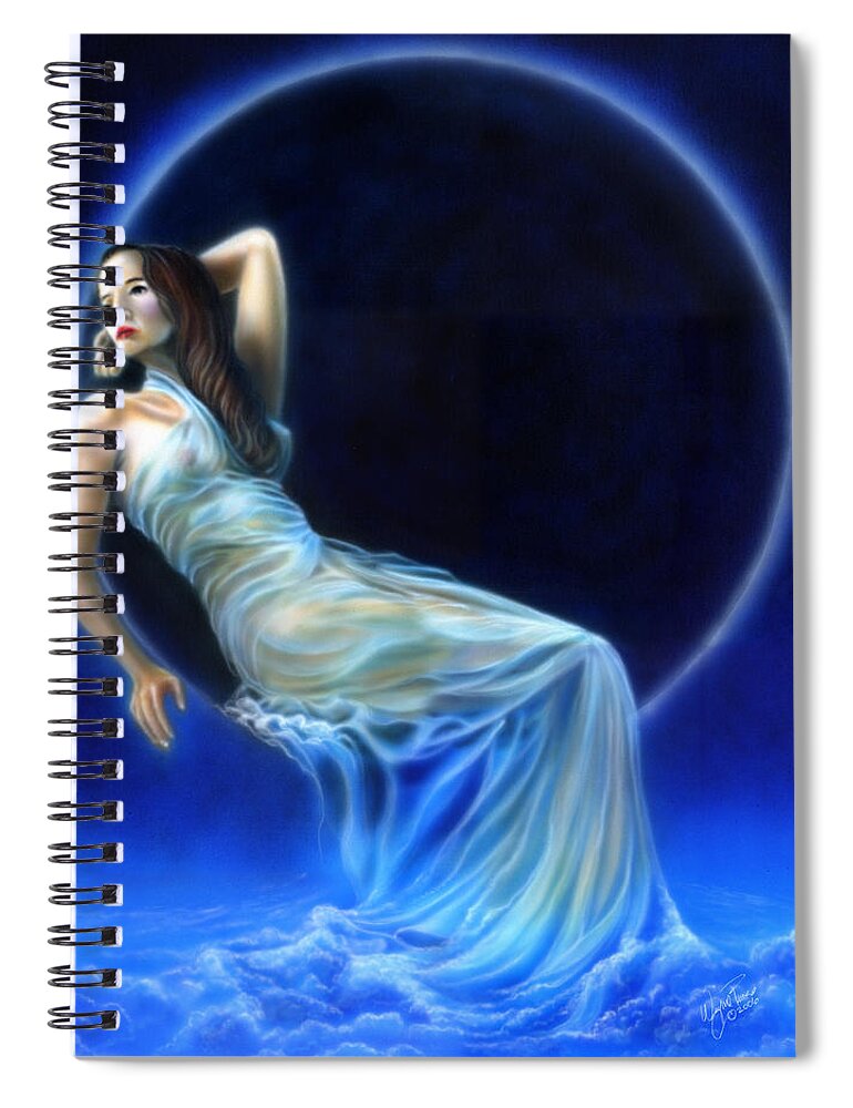  Spiral Notebook featuring the painting Phases of the Moon, New Moon by Wayne Pruse