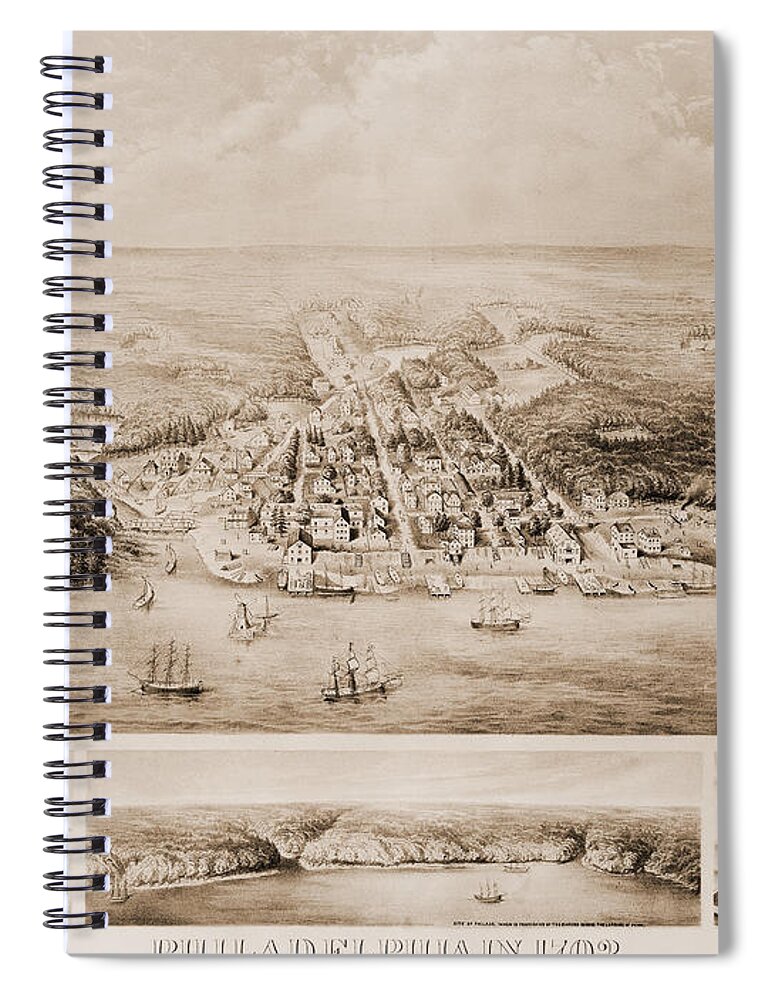 1702 Spiral Notebook featuring the photograph Philadelphia, 1702 by Granger