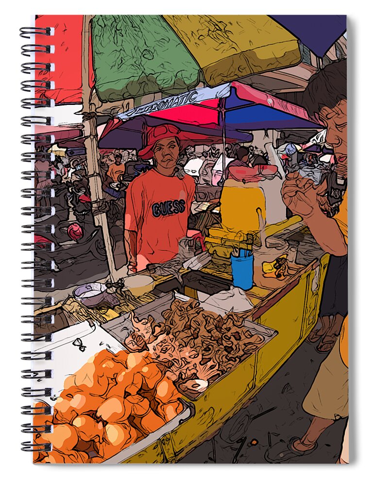 Philippines Spiral Notebook featuring the painting Philippines 1299 Street Food by Rolf Bertram