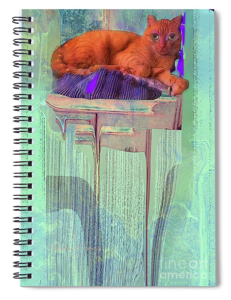 Cat Spiral Notebook featuring the mixed media Phoenix Rises by Zsanan Studio