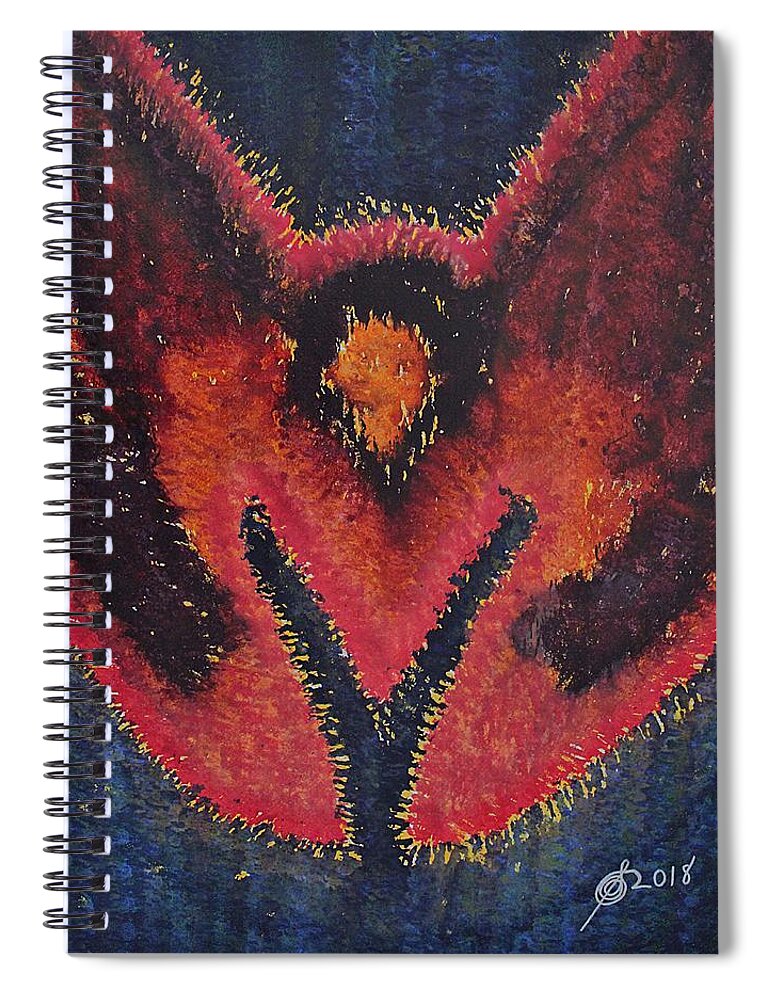 Phoenix Spiral Notebook featuring the painting Phoenix Rising original painting by Sol Luckman