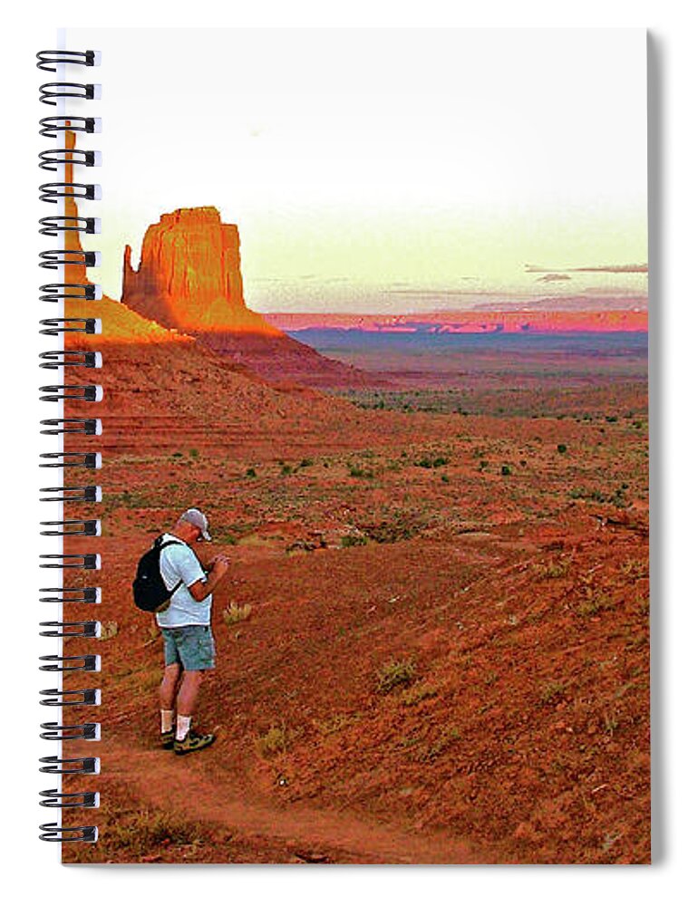 Photographer At West And East Mittens And Merrick Butte In Monument Valley Navajo Tribal Park Spiral Notebook featuring the photograph West and East Mittens and Merrick Butte in Monument Valley Navajo Tribal Park, Arizona #1 by Ruth Hager