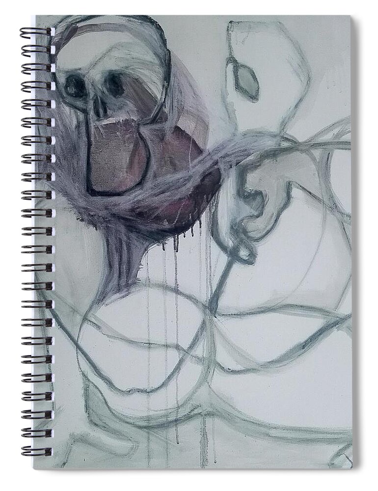 Skeleton Spiral Notebook featuring the drawing Physical Integrity Beneath by Helen Syron