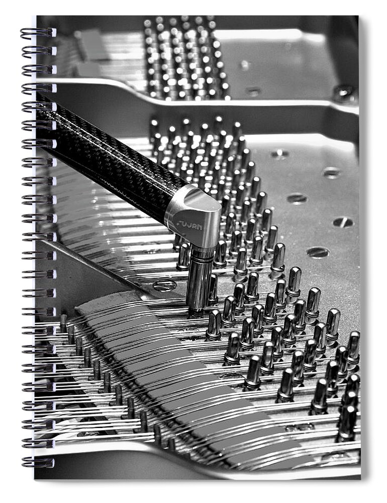 Jazz Spiral Notebook featuring the photograph Piano Tuning BW by Adam Reinhart