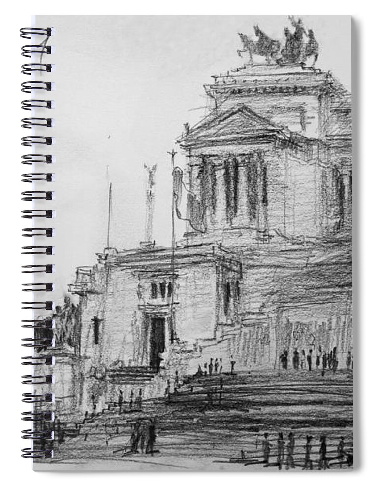 Piazza Venezia Spiral Notebook featuring the painting Piazza Venezia Rome by Ylli Haruni