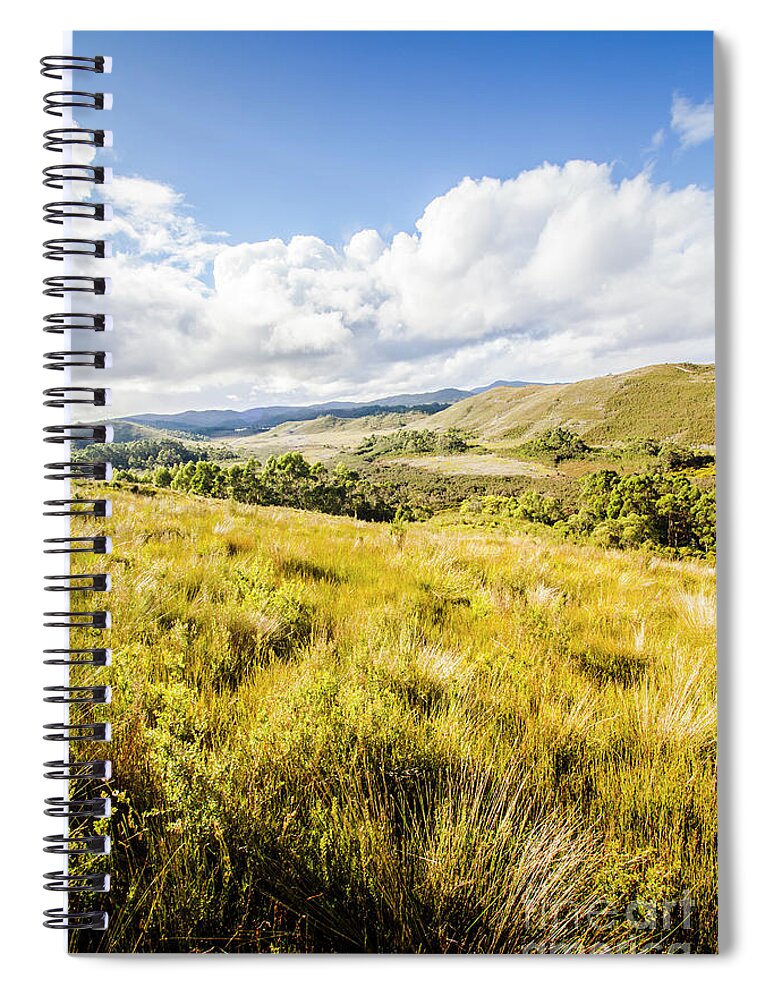 Zeehan Spiral Notebook featuring the photograph Picturesque tasmanian field landscape by Jorgo Photography