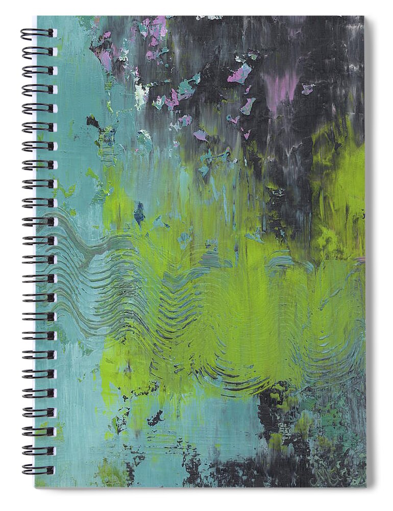 Abstract Spiral Notebook featuring the painting Pieces of Dreams by Marcy Brennan