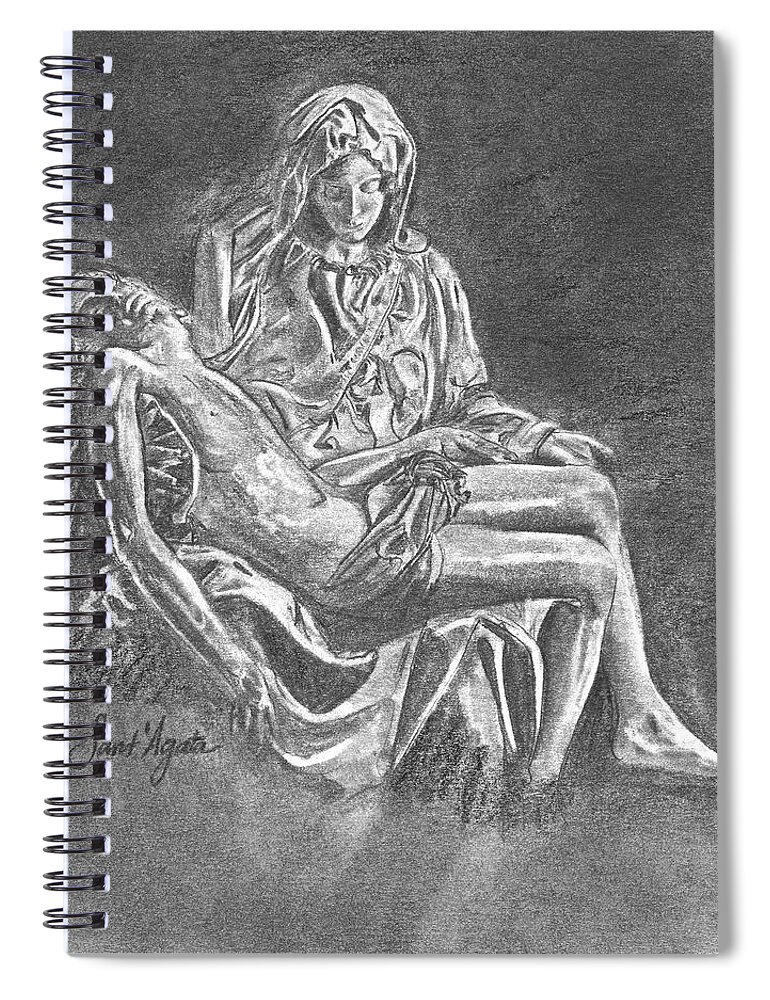 Michelangelo Spiral Notebook featuring the drawing Pieta by Frank SantAgata