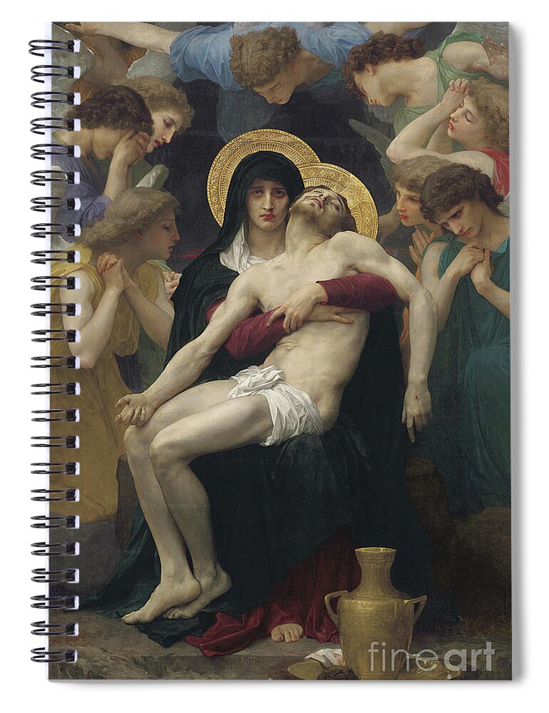 Pieta Spiral Notebook featuring the painting Pieta by William Adolphe Bouguereau